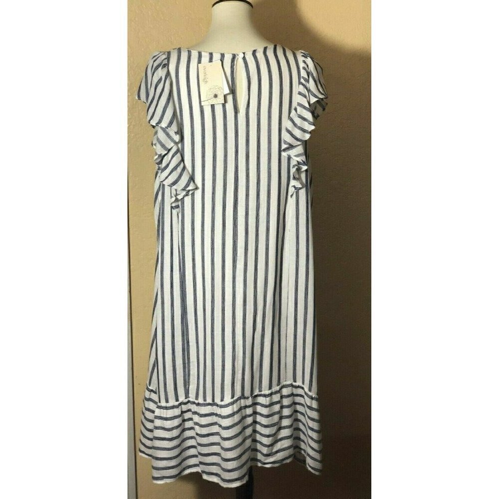 Everleigh Womens White Cotton Ruffle Sleeve Stripe Shift Dress Size XL - Picture 7 of 8